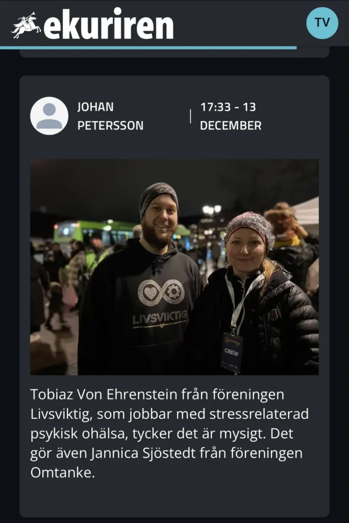 Första evenemanget där LIVSVIKTIGT medverkade. Bild från Eskilstuna-Kurirens rapportering.